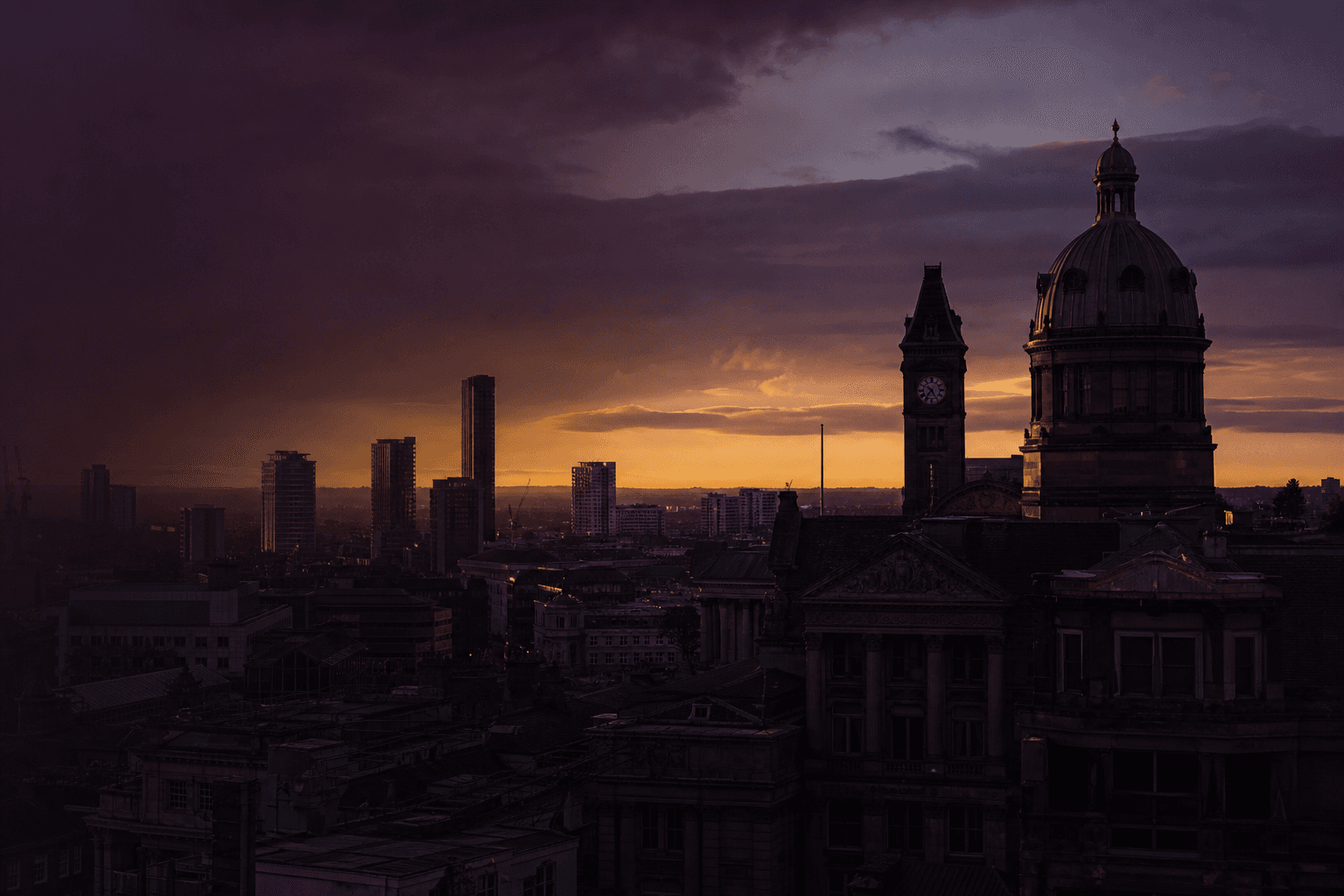 Birmingham at dusk, the city Haley's Solicitors calls home
